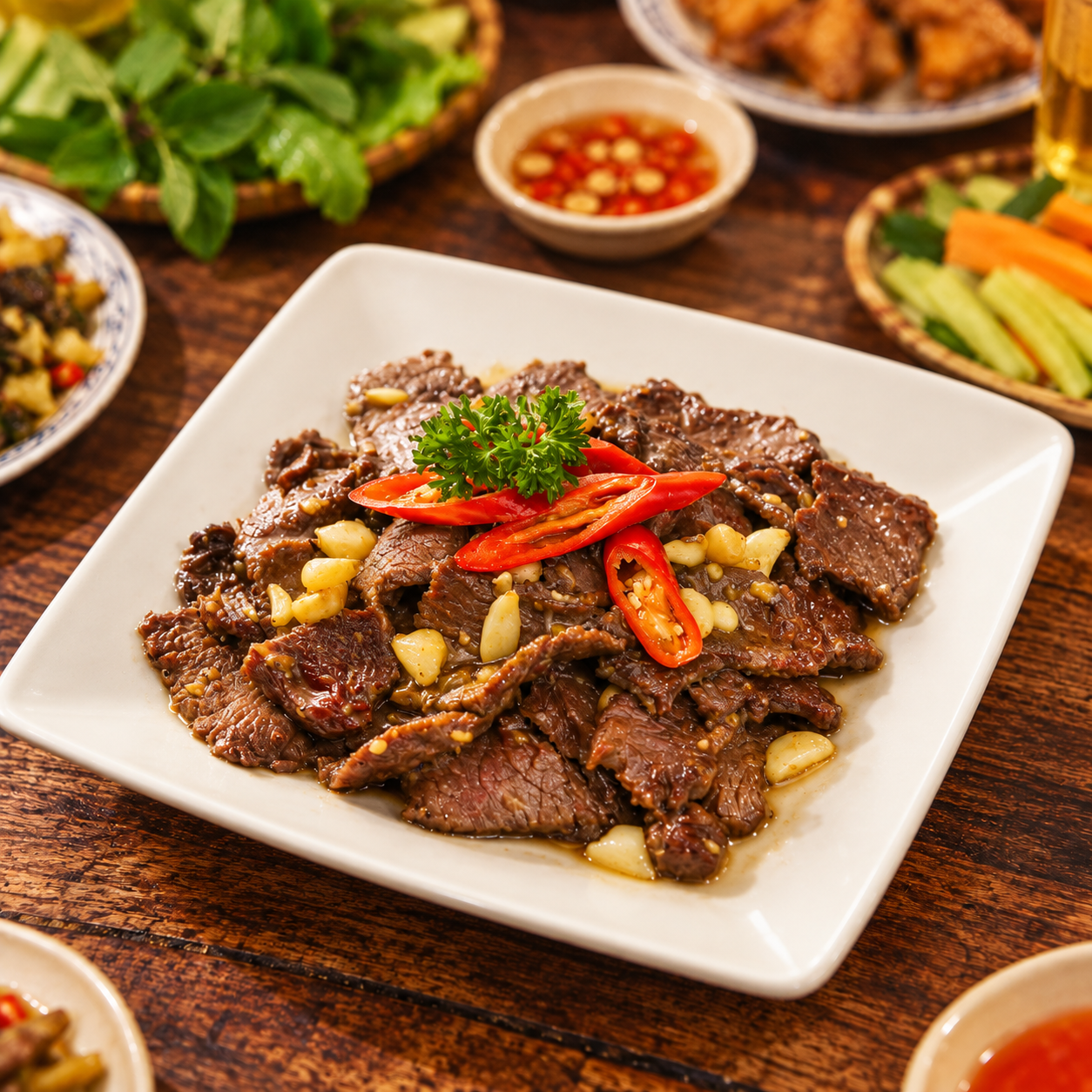 Thịt trâu xào tỏi
